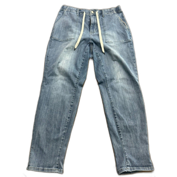 Judy Blue Denim - Judy Blue Womens 14W High Rise Pull On Jeans Elastic Waist Drawstring Denim